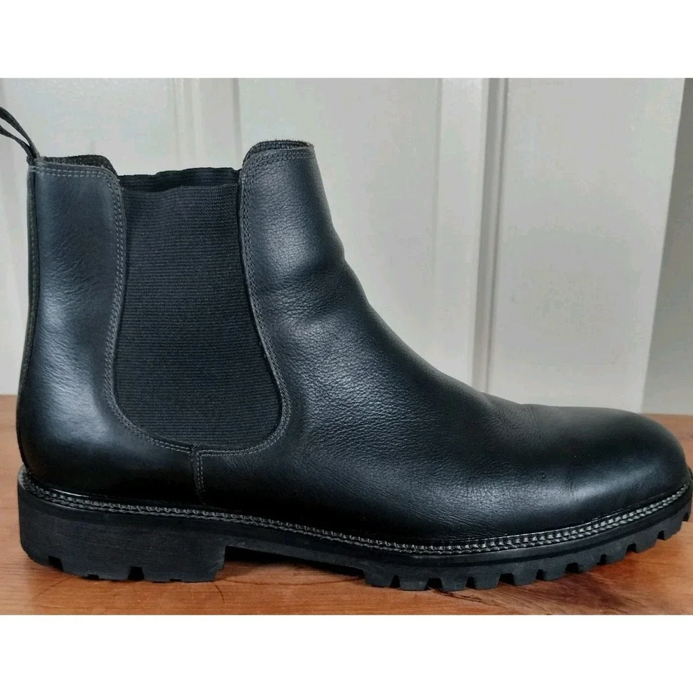FLAG LTD Men's Max Black Leather Chelsea Boots Size 11 M Lug Sole Brazil G21